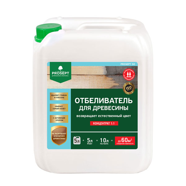Отбеливатель для древесины 50 1:1, 5л PROSEPT