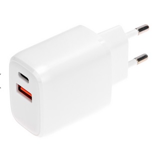 Сетевое зарядное устройство USB QC (20W) + Type C PD (20W), белое REXANT