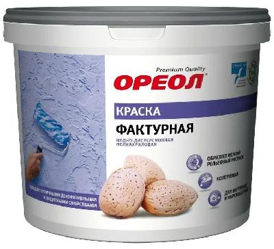 Краска фактурная водно-дисперсионная полиакриловая для нар и внутр работ белая 8кг "ОРЕОЛ"