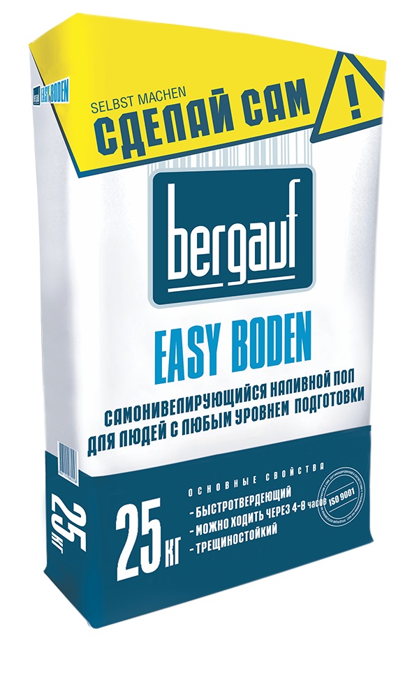Пол наливной нивелир. Easy Boden 6-50мм, 16кг/м2, М125, 25кг, Bergauf (48)
