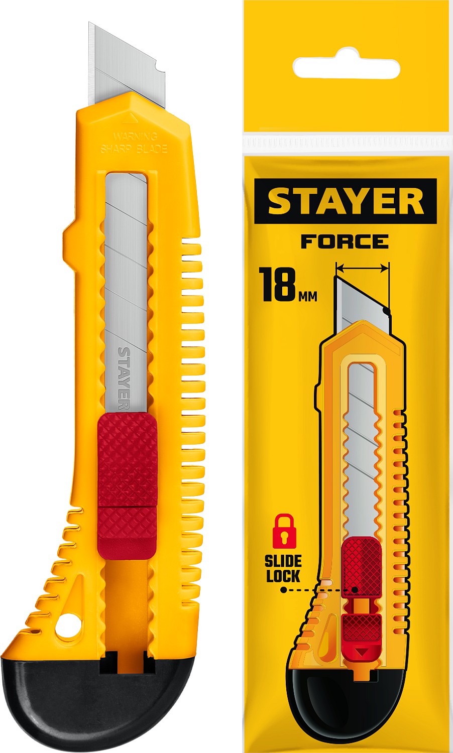 Нож с сегментированным лезвием 18 мм, упрочненный FORCE STAYER