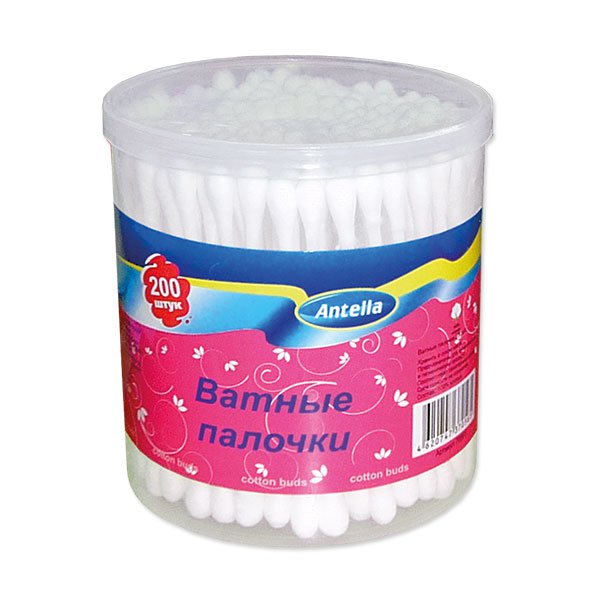 Палочки ватные Antella 200шт стакан