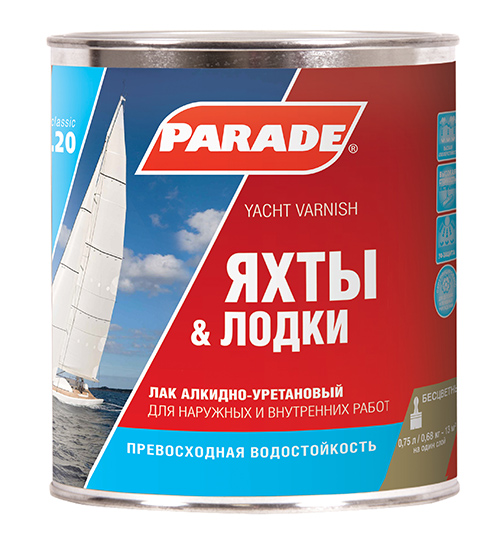 Лак яхтный L20 PARADE алкидно-уретановый, п/матовый 0,75л