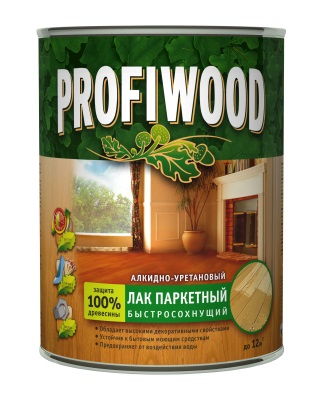 Лак паркетный быстросохнущий алкидно-уретановый матовый 0,7кг. PROFIWOOD
