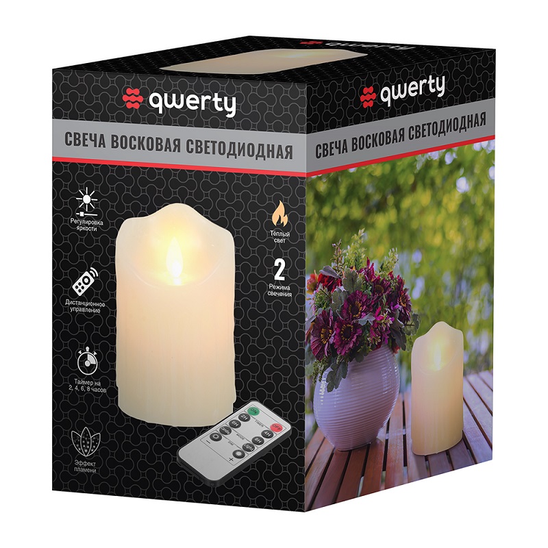 Свеча восковая светодиодная Qwerty 7,5*11,5 см с пультом