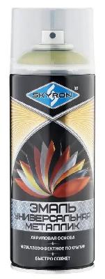 Аэрозольная эмаль универсальная "металлик" 520 мл. Лимонно-желтая SKYRON