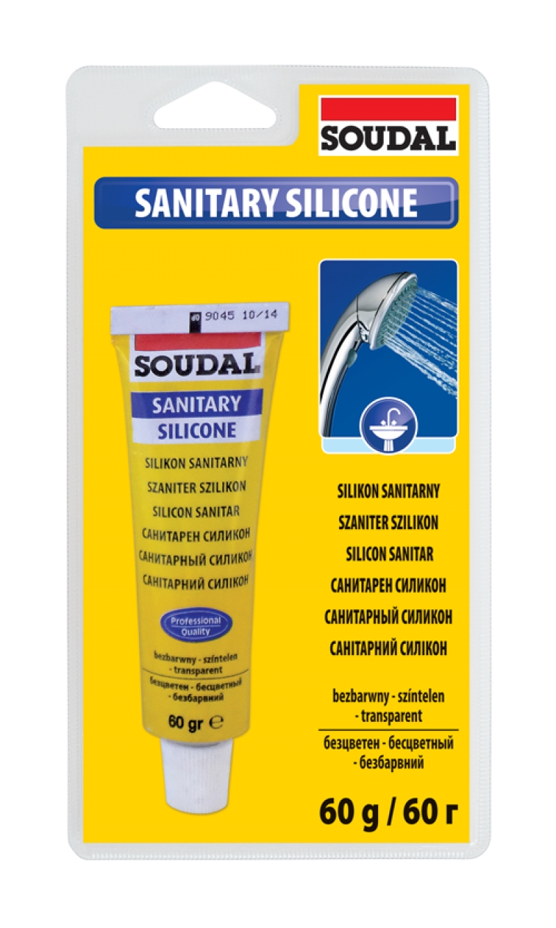 Герметик силиконовый санитарный прозрачный 60 гр SOUDAL
