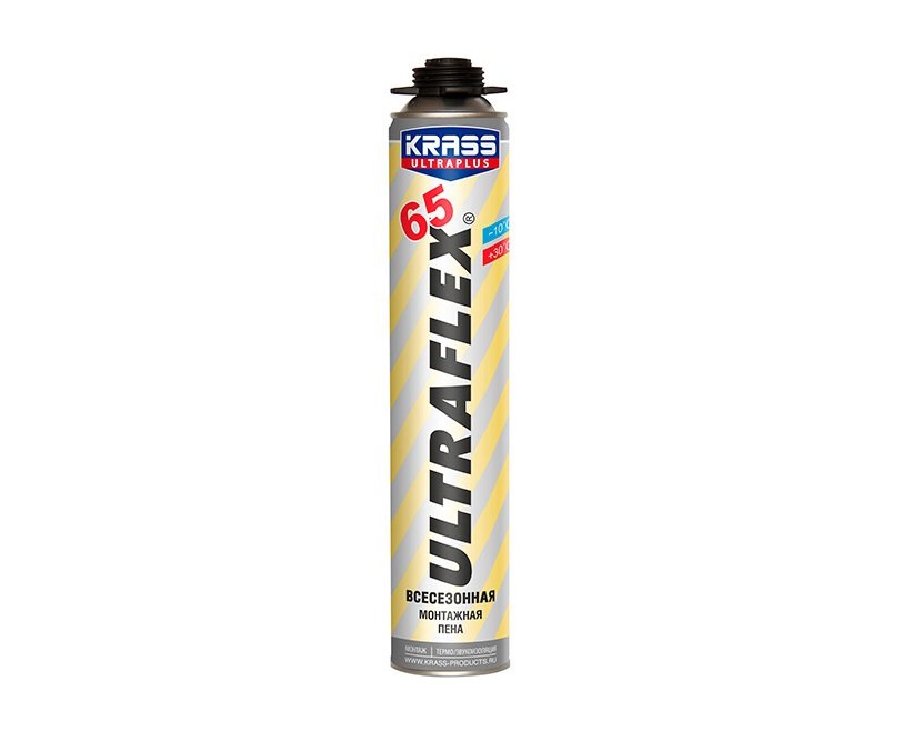 Пена монтажная KRASS ULTRAFLEX 65 Пистолетная всесезонная 0,82 л