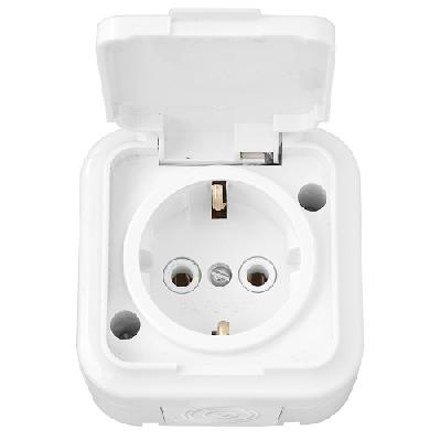 Розетка 1гн БЕЛЫЙ накл/у с/з 16А IP54 Пралеска Аква Bylectrica