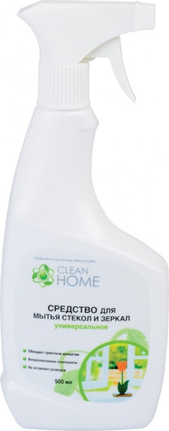Средство для мытья стекол и зеркал Clean Home 500мл спрей