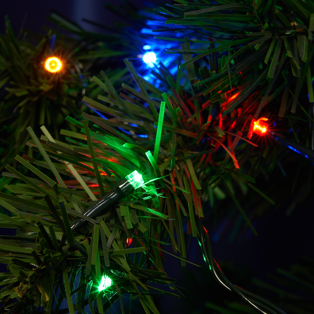 Гирлянда нить 600 LED, мультиколор, плавная смена цвета, 60м, IP44 зел., зел. пр., шнур 3м Feron
