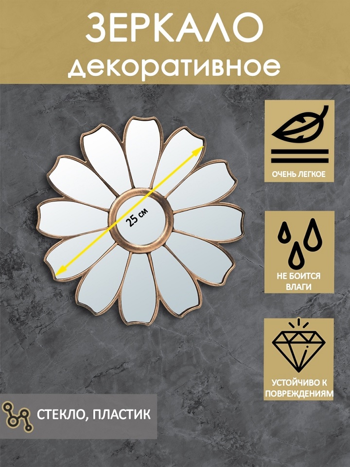Зеркало декоративное Qwerty Портофино 250*250 мм бронза