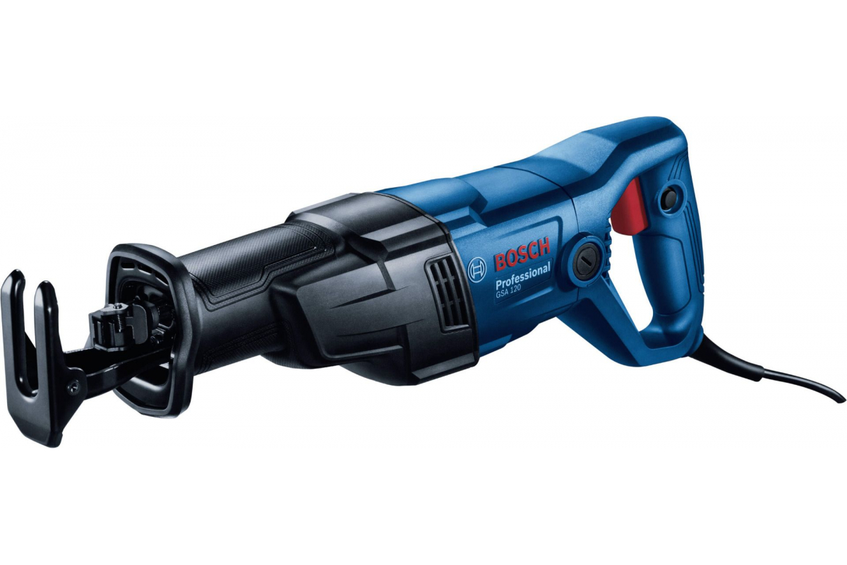 Сабельная пила Bosch GSA 120, 3 000 ход/мин.,  Ход 20мм, Пропил дерево 220мм, металл 20мм, 1 200 Вт, 06016B1020