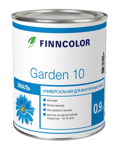 Эмаль алкидная GARDEN 10 для вн. работ матовая, база А 0,9л Тиккурила