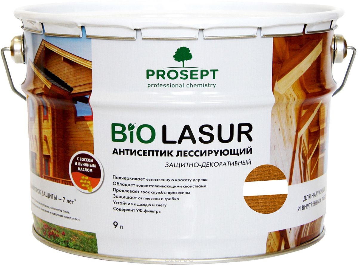 Антисептик BIO LASUR лессирующий защитно-декоративный дуб 9л PROSEPT