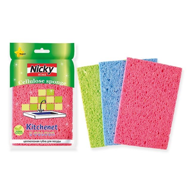 Губка целлюлозная для посуды Nicky Home Premium Kitchenet 72084 3шт