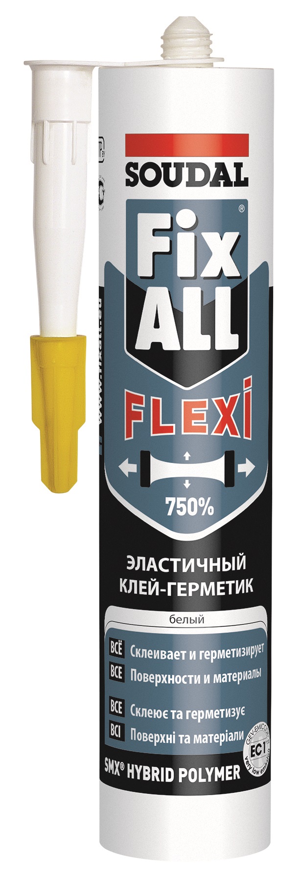 Клей-герметик на основе гибридных полимеров FIX ALL СRYSTAL прозрачный 290мл SOUDAL