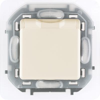 Розетка 1гн СЛОНОВАЯ КОСТЬ встр/у с/з 16А IP44 со шторками и крышкой INSPIRIA Legrand механизм