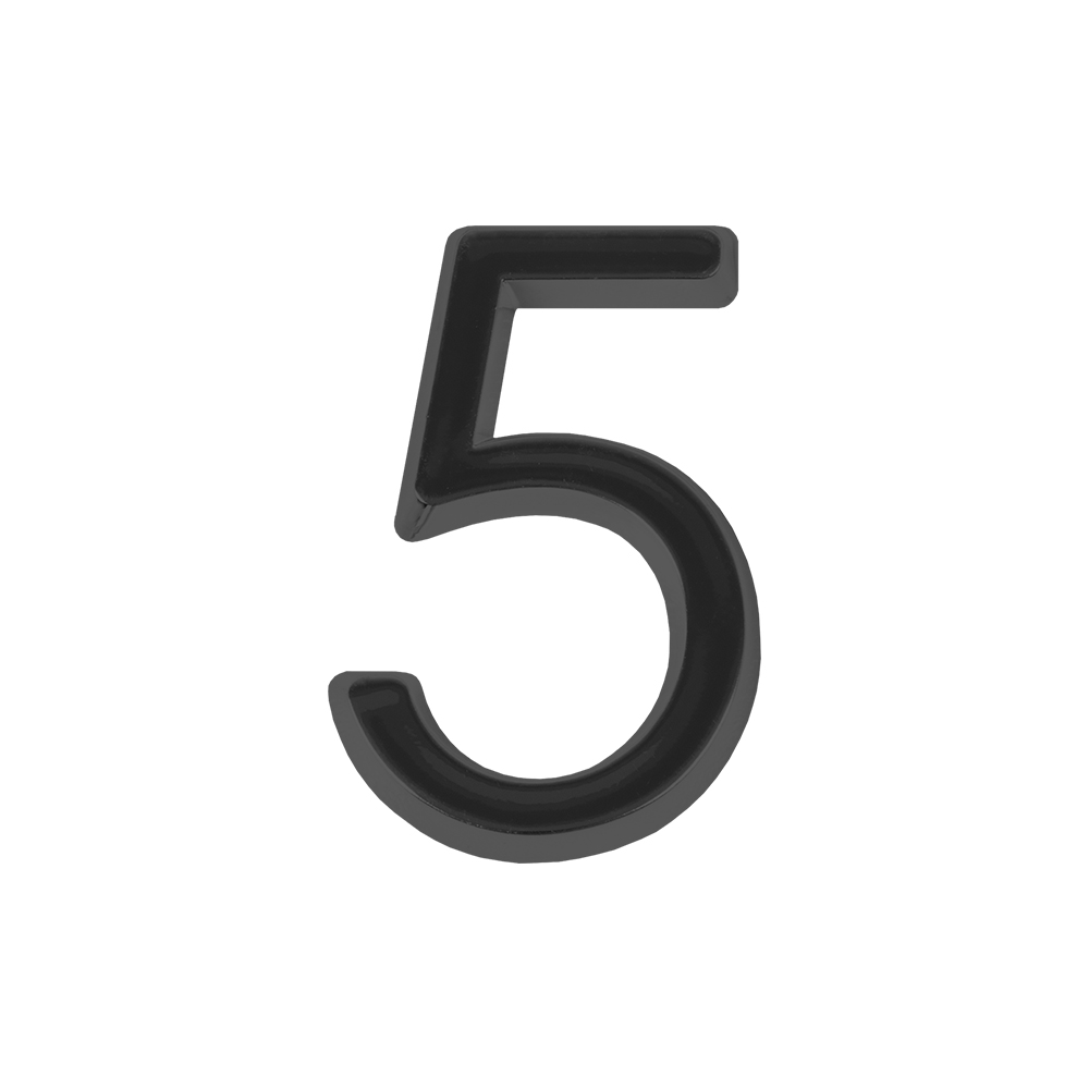 Номер дверной "5" черный ABS-пластик, основа клеевая FUARO