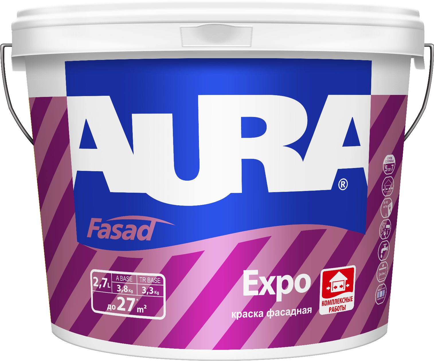 Краска фасадная матовая AURA Expo 2,7л