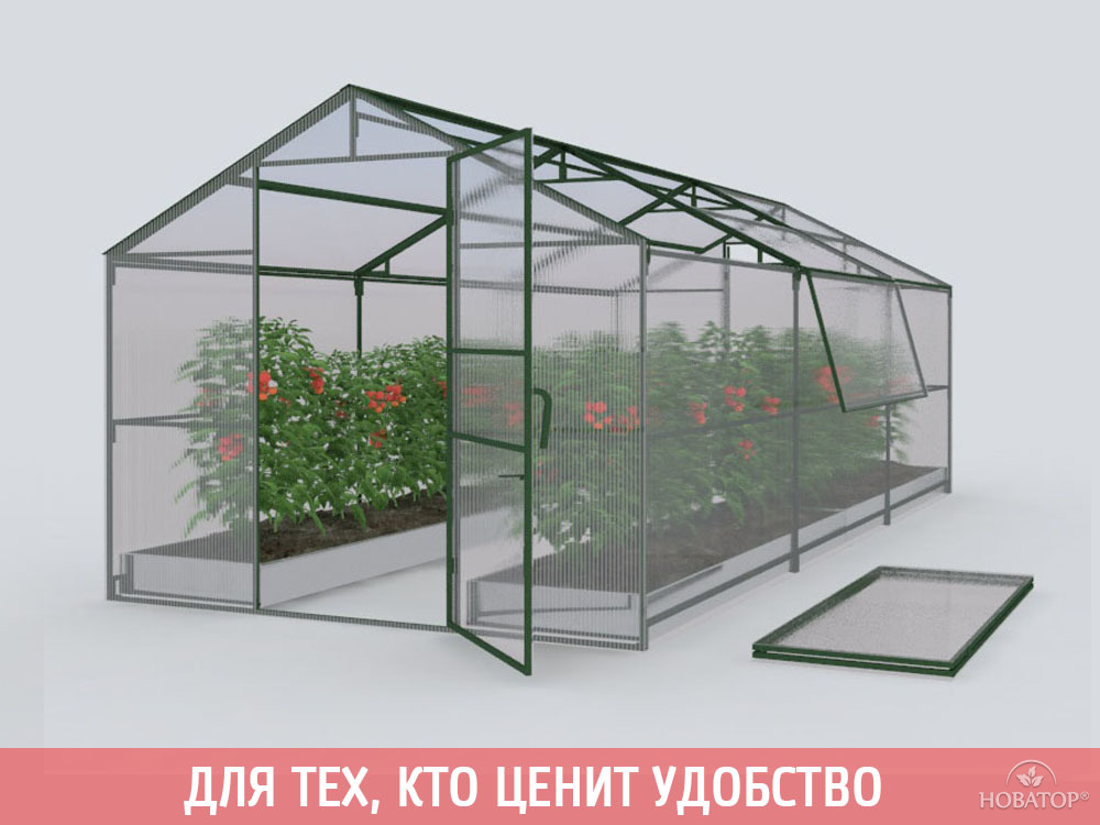 Каркас теплицы НОВАТОР-5 6х2,5х2,33м с крепежом коричневый