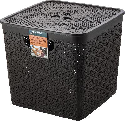 Корзина для хранения Keeplex Rattan 21л темный каштан с крышкой KL130511011