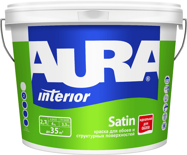 Краска для обоев и структурных поверхностей AURA Luxpro Satin 2,7л