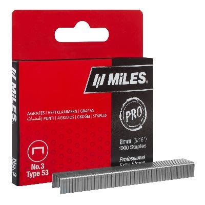 Скобы 8 мм, 1000шт, тип 53, PRO, Miles