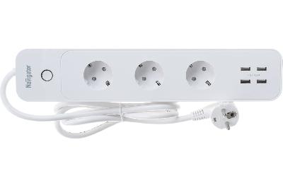 Удлинитель3 гн c/з + 4 USB 1,5м Умный дом Navigator