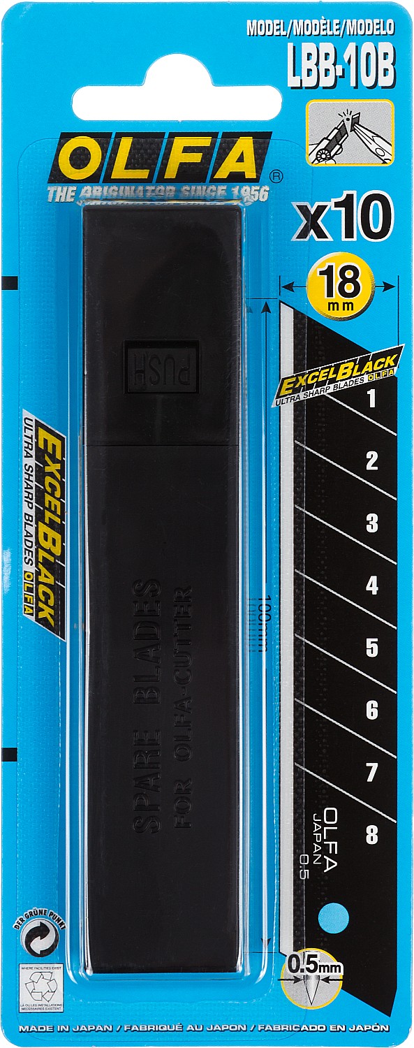 Лезвия сегментированные 18 мм, 10шт EXCEL BLACK OLFA