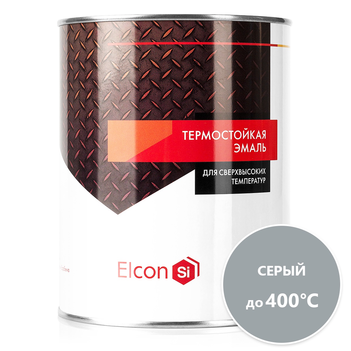 Эмаль термостойкая Серая до 400'С 0,8 кг Elcon