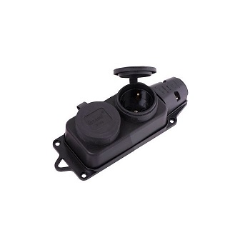 Колодка розеточная 2 гнезда каучук 2P-PE 16А/220В Lezard