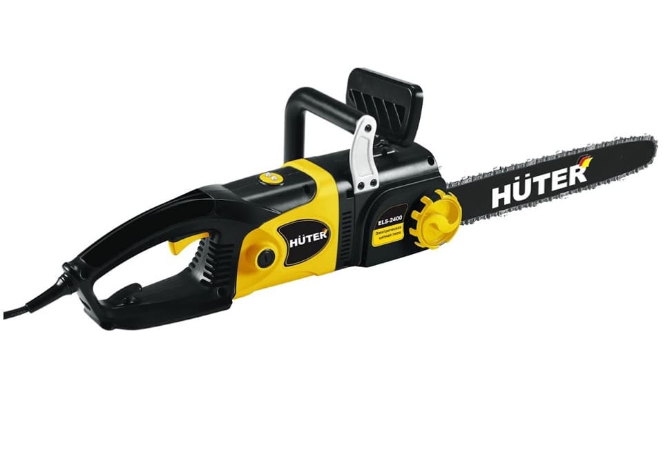 Электрическая цепная пила HUTER Сеть ELS-2400, 2 400 Вт, Скорость цепи 14 м/сек, шина 45 см., шаг цепи 3/8'', Паз шины 1,3 мм. 70/10/2