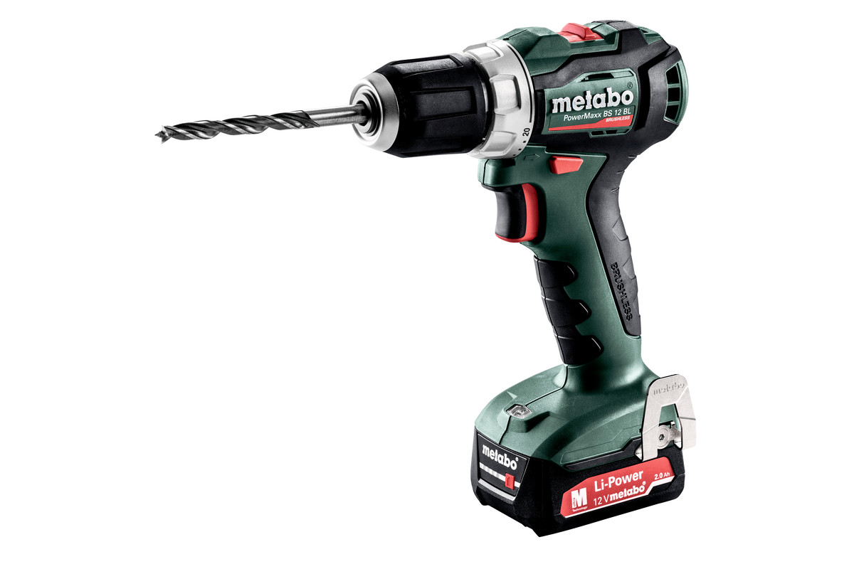 Шуруповерт METABO PowerMaxx BS 12 BL, Безударный, АКБ, Li-Ion 12V, 2А*ч, 2 шт., 1 650 Об/мин, Патрон 1,5-10мм, Крут/м 45Н*м, 601038500