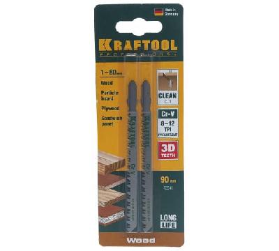Пилки Kraftool для электролобзика по дереву 90x3 мм чистый рез 2 шт. EU T234X