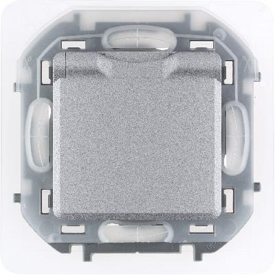 Розетка 1гн АЛЮМИНИЙ встр/у с/з 16А IP44 со шторками и крышкой INSPIRIA Legrand механизм