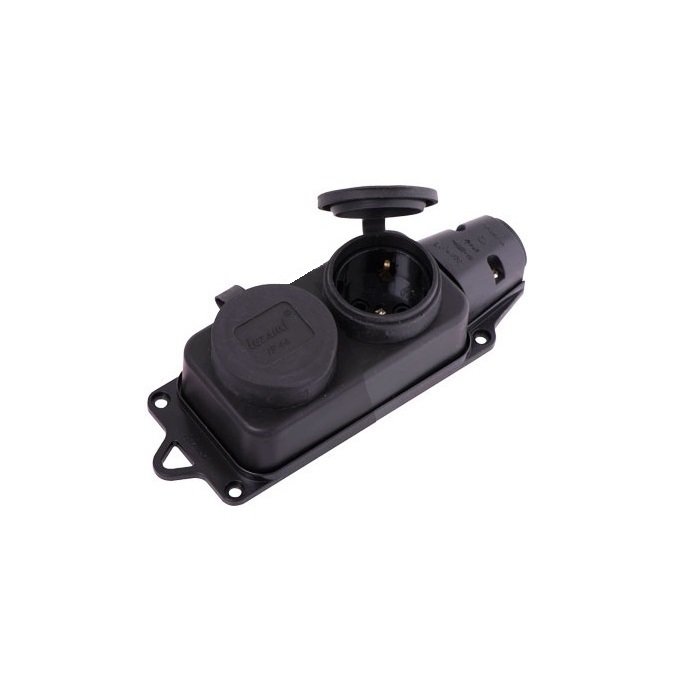 Колодка розеточная 2 гнезда каучук 2P-PE 16А/220В Lezard