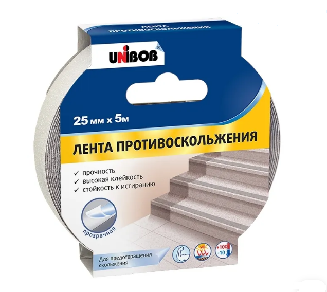Лента  противоскольжения 25мм х 5м, прозрачный , UNIBOB
