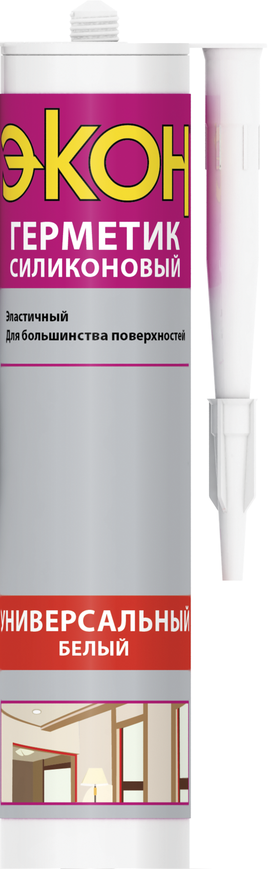 Герметик силикон Экон универсальный белый 280мл