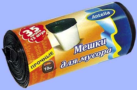 Пакеты для мусора 35л 15шт Antella Эко ПВД 22мкм