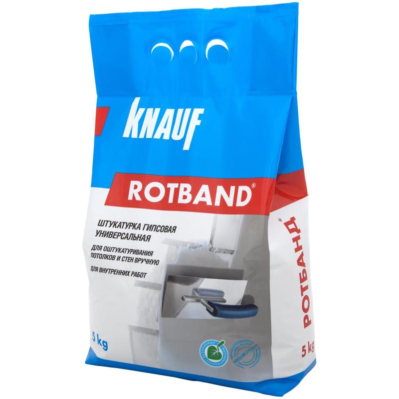 Штукатурка гипсовая Ротбанд, вн.раб., 5-50мм, 8,5кг/м2, 60С, 5кг, KNAUF (156)
