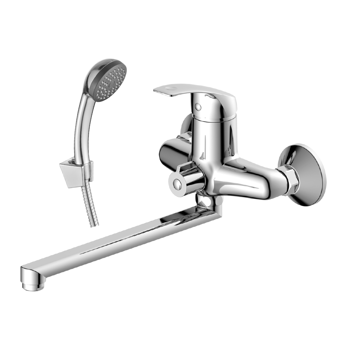 Смеситель для ванны однорычажный Decoroom DR71043 длинный излив хром