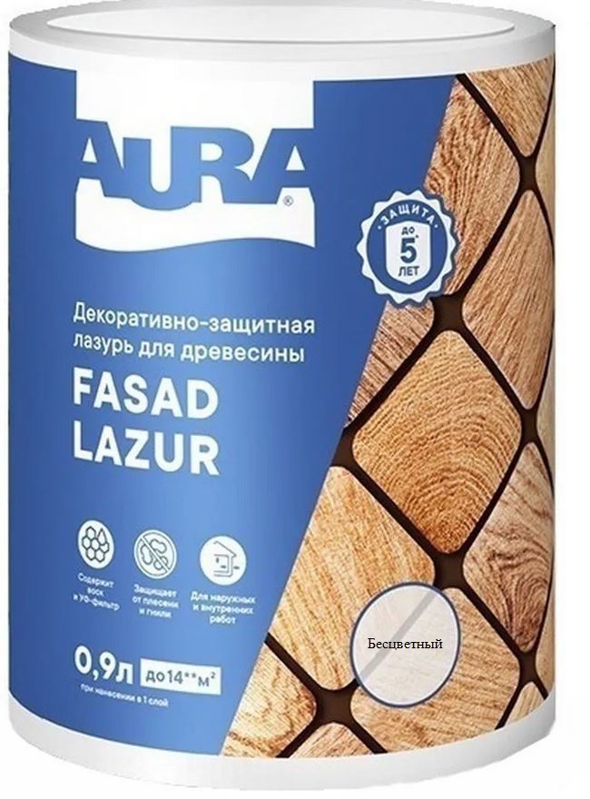 Декоративно-защитная лазурь для древесины "Fasad Lazur" 0,9л палисандр AURA