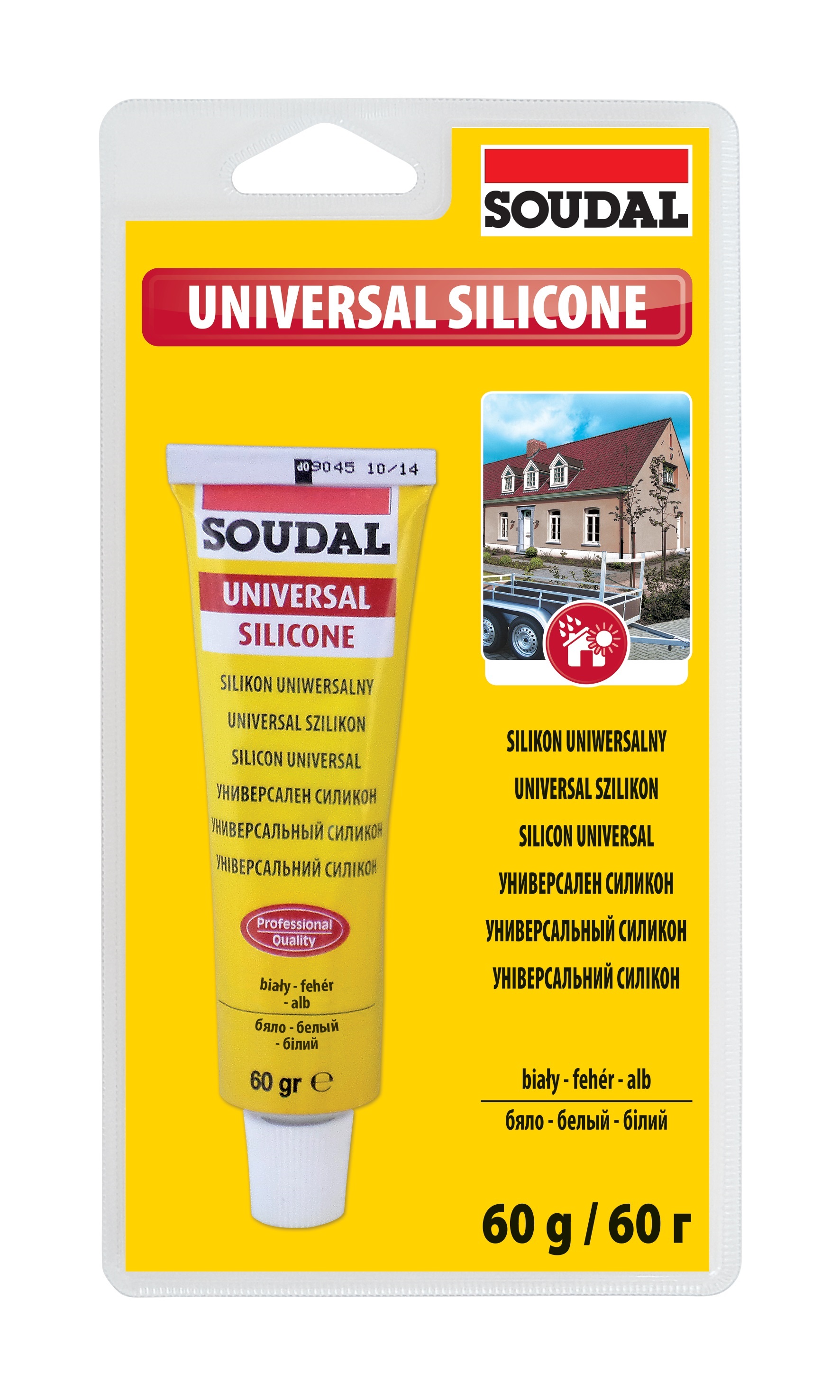 Герметик силиконовый универсальный белый 60 гр SOUDAL