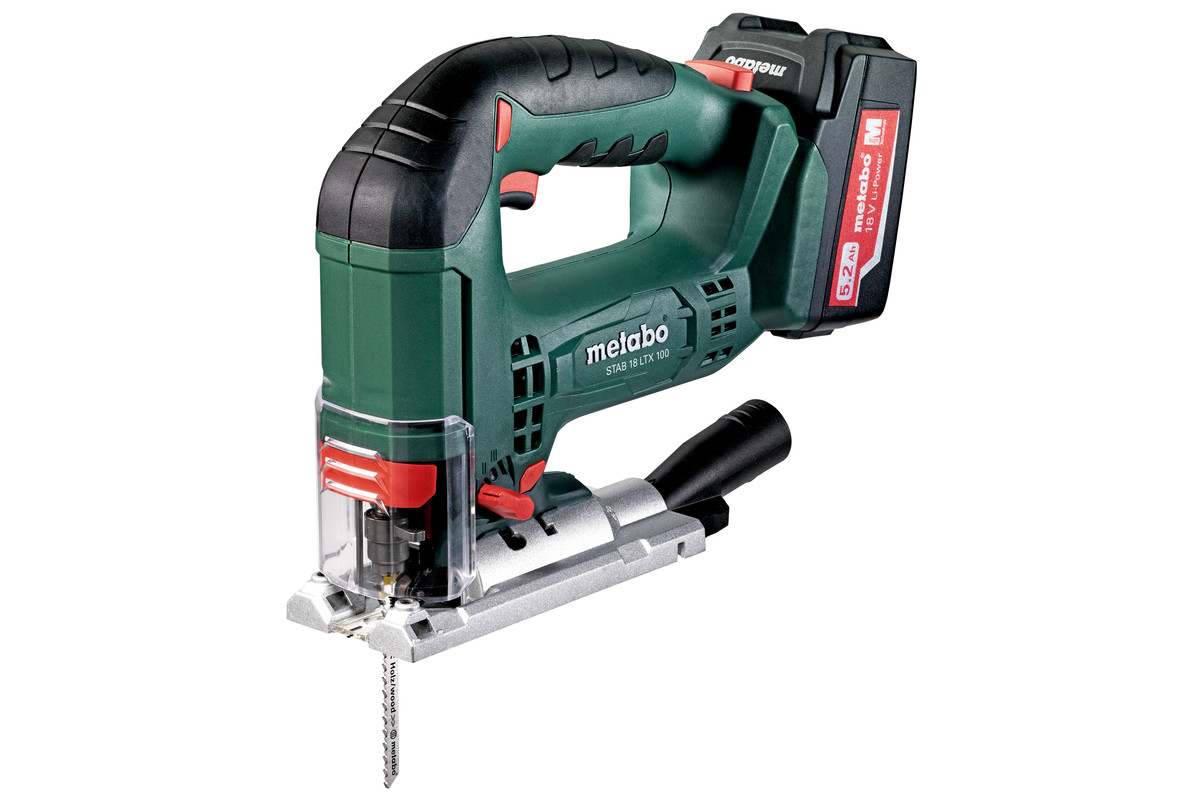 Лобзик METABO STAB18LTX100, АКБ, Li-ion, 18 V, 3,5 А*ч, 1 шт., 2 800 ход/мин, Пропил дер. 100 мм, мет. 10 мм, Ход 22 мм, T03350