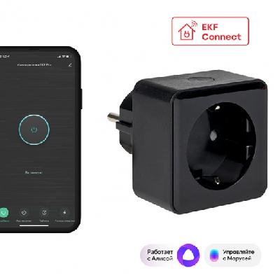 Розетка 1гн УМНЫЙ ДОМ ЧЕРНЫЙ накл/у с/з IP20 EKFHomeСonnect