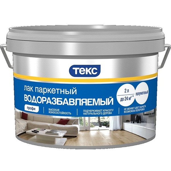 Лак паркетный водный п/матовый ПРОФИ 2л Текс