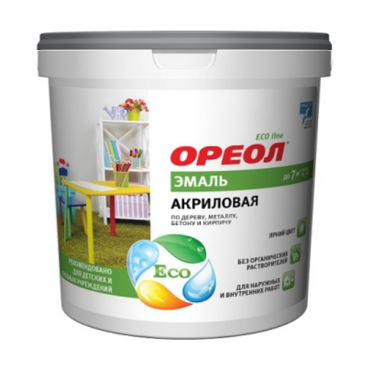 Эмаль акриловая глянцевая белая 2,5кг «ОРЕОЛ» ведро