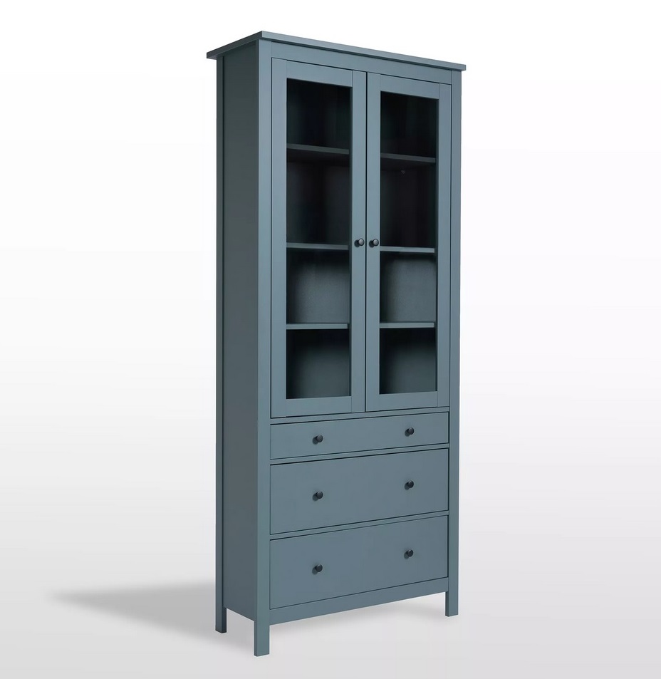 Шкаф-витрина Сага 90 904*414*2155 темно-бирюзовый