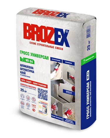 Шпатлевка гипсовая Гросс Универсал WR64 1-30мм, 25кг Brozex (48)